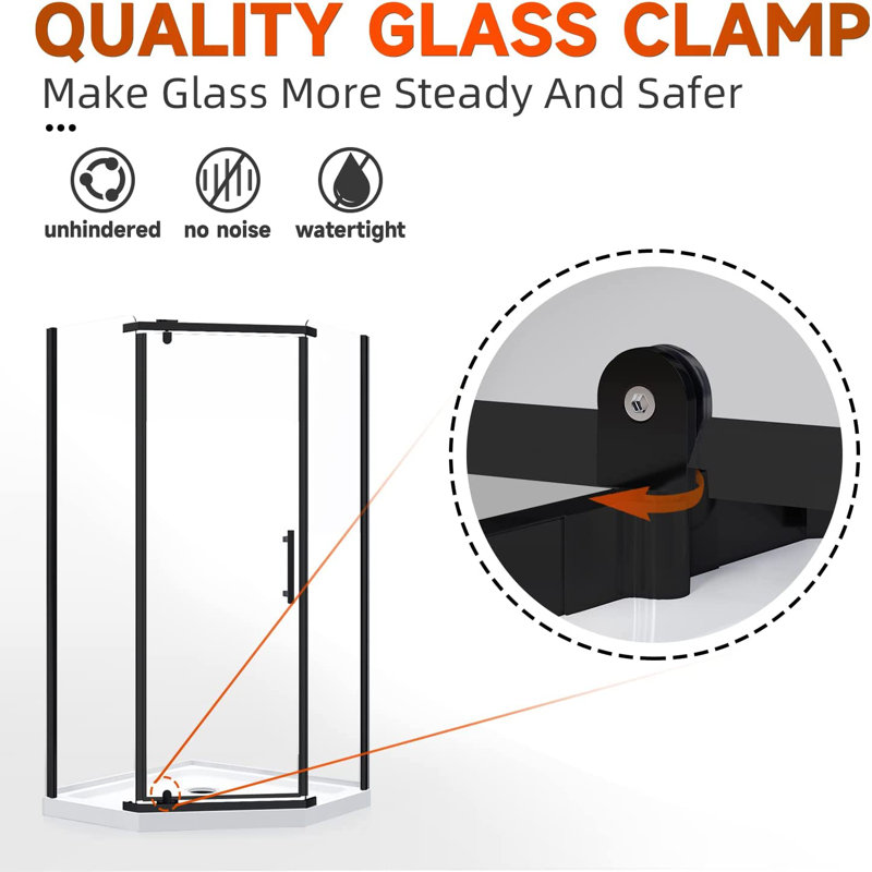 VTI 38" W x 38" D x 72" H SemiFrameless NeoAngle Door Opening Shower